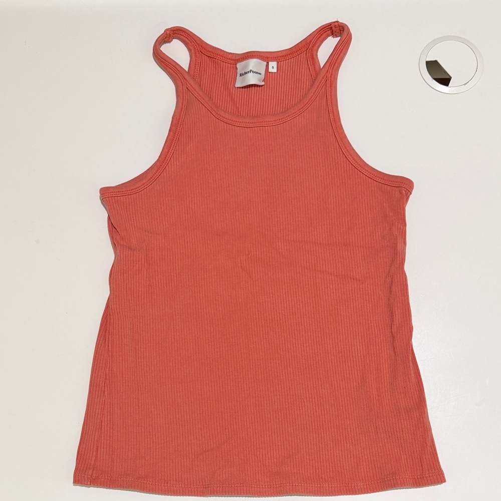Richer Poorer Coral Ribbed Tank Top